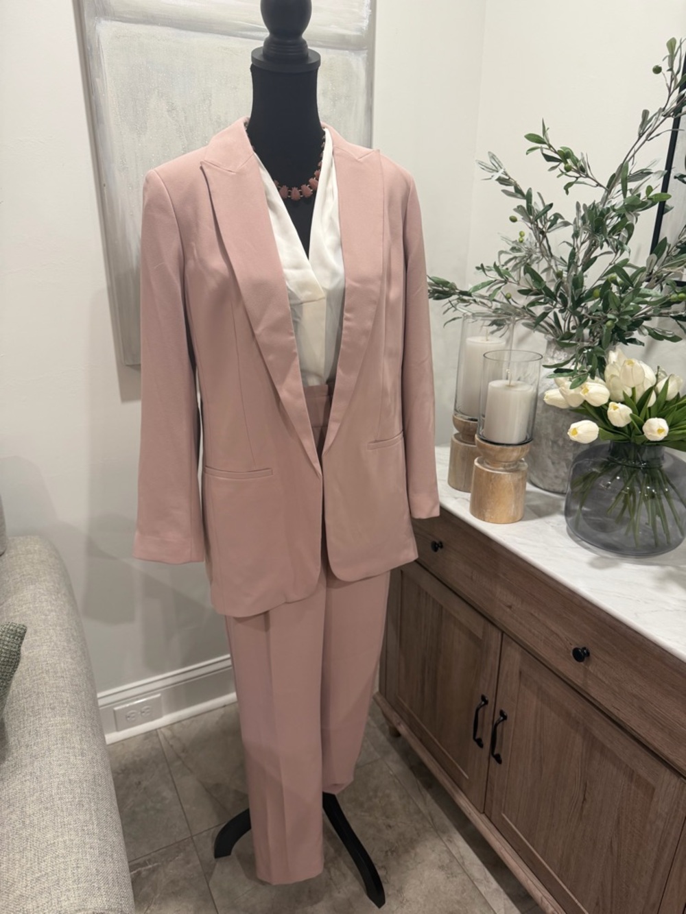 NWT Express Pink Women's Oversized Blazer & Ankle High-rise Trouser Suit Set